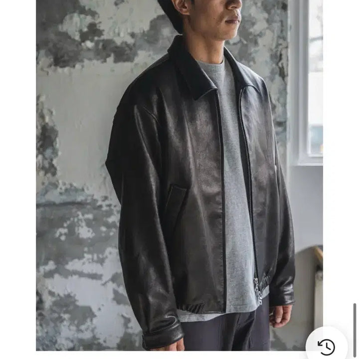[BUNJANG] Steady&amp;Everywhere SEW Leather Blouson Jacket / [2] 스테디에브리웨어 SEW 레더 블루종 자켓