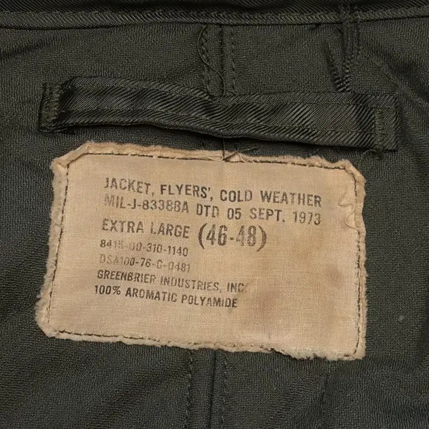 [BUNJANG] US Military CWU-45/P XL Flight Jacket / 미군 70s 오리지널 cwu45p xl