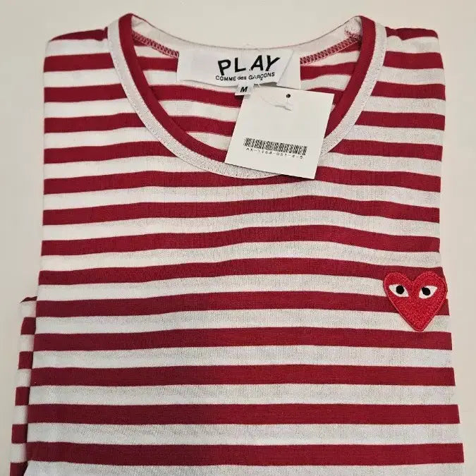 [BUNJANG] Comme des Garcons Long Sleeve Striped T-shirt Red / 꼼데가르송 롱 슬리브 스트라이프 티셔츠 레드