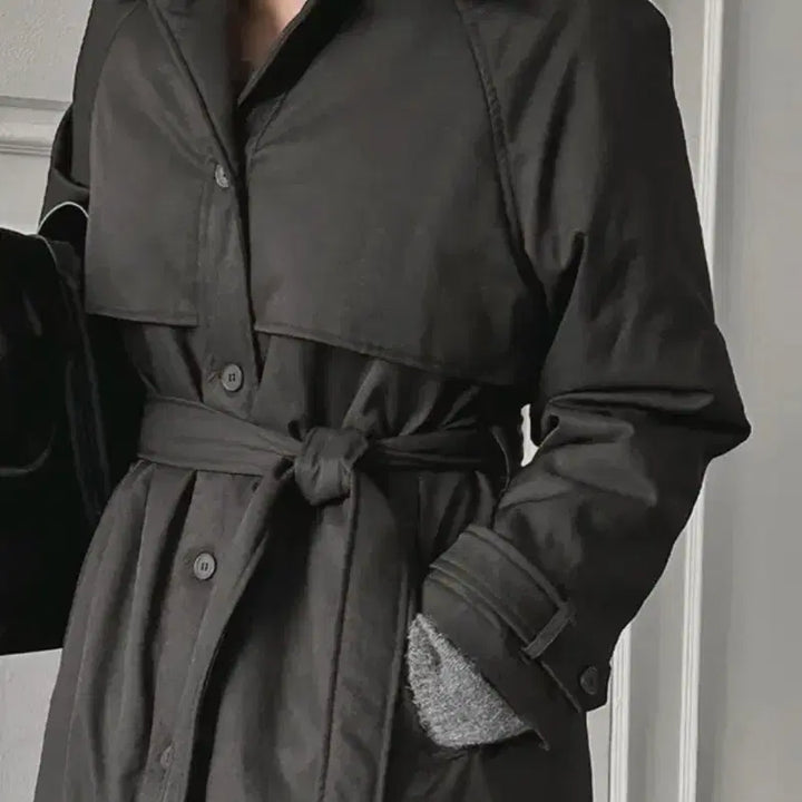 [BUNJANG] Unbranded Belted Padded Jacket / 카라넥 벨트 패딩