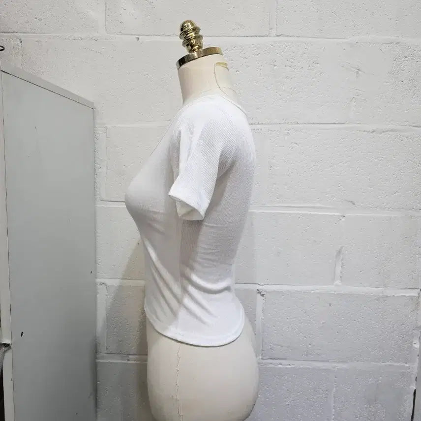 [SOLD OUT] 라운드 크롭 골지 반팔- 화이트