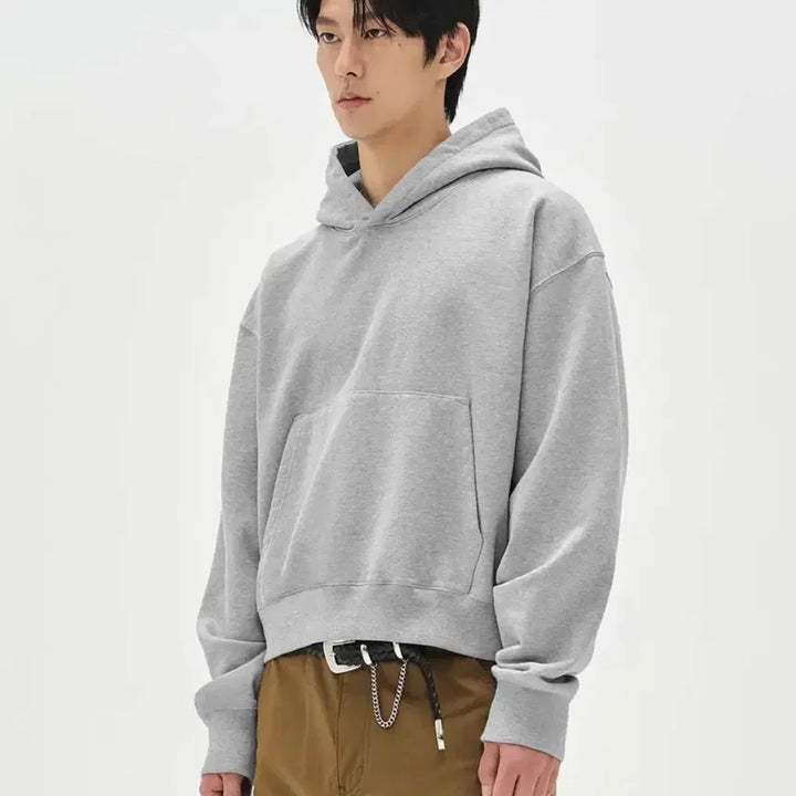 [SOLD OUT] (XL) 소버먼트 780G 솔리드 크롭 후드-8%멜란지 그레이-