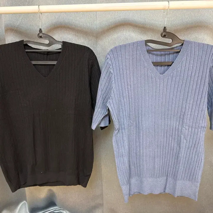 [BUNJANG] V-Neck Short Sleeve Knit Set / 브이넥 반팔 니트티
