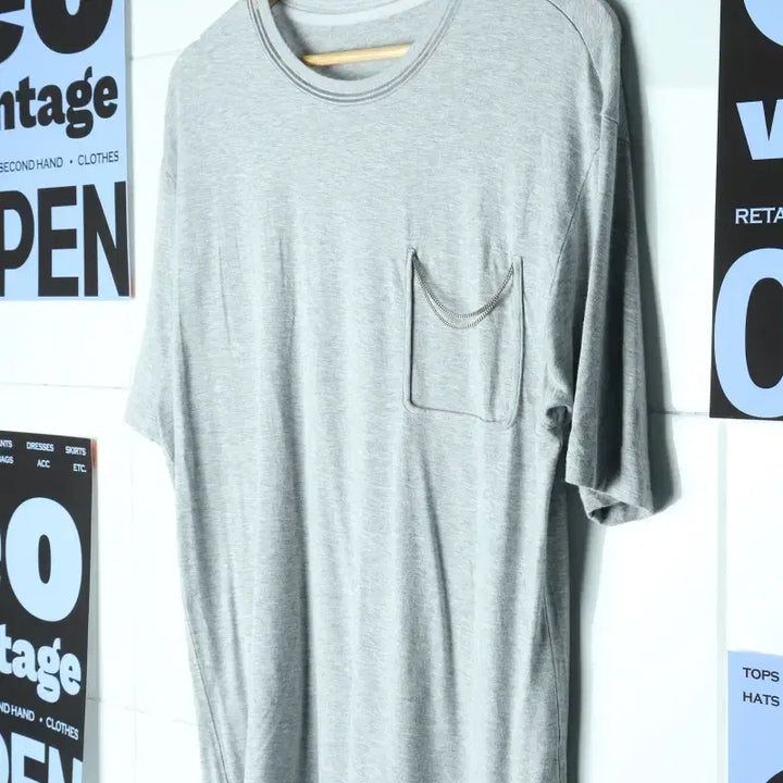 [BUNJANG] W(F) System Short Sleeve T-shirt Grey / W(F) 시스템 반팔 티셔츠 보들보들 슬리브 그레이 한섬-1809A