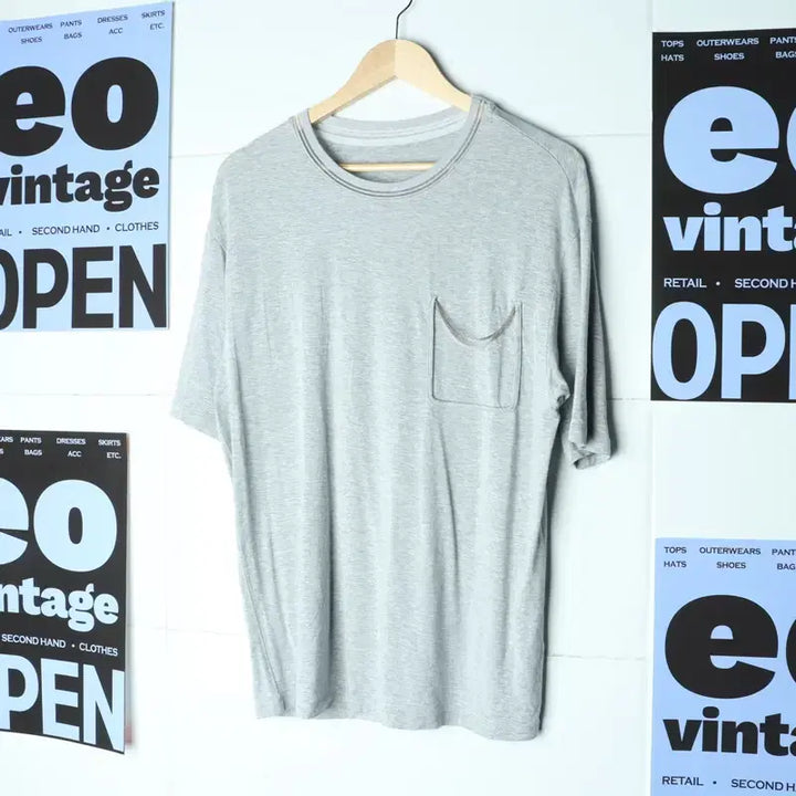 [BUNJANG] W(F) System Short Sleeve T-shirt Grey / W(F) 시스템 반팔 티셔츠 보들보들 슬리브 그레이 한섬-1809A