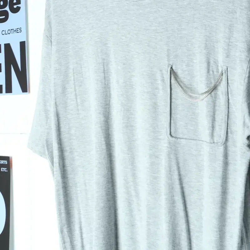 [BUNJANG] W(F) System Short Sleeve T-shirt Grey / W(F) 시스템 반팔 티셔츠 보들보들 슬리브 그레이 한섬-1809A