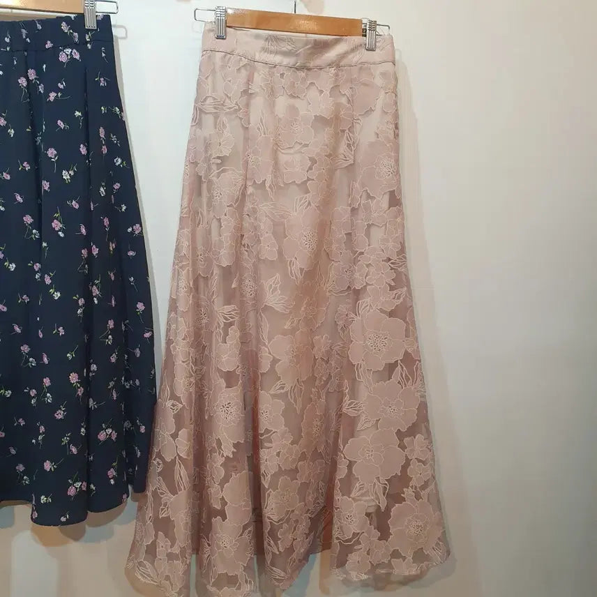 [BUNJANG] Indie Pink Lace Long Skirt / 인디 핑크 레이스 롱스커트