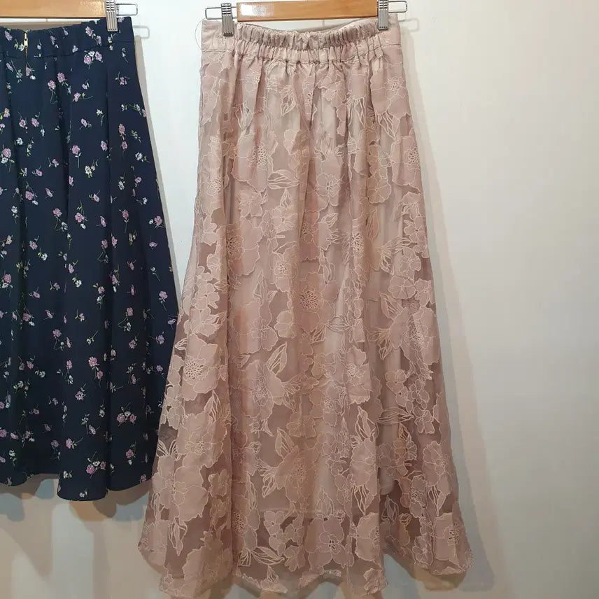 [BUNJANG] Indie Pink Lace Long Skirt / 인디 핑크 레이스 롱스커트