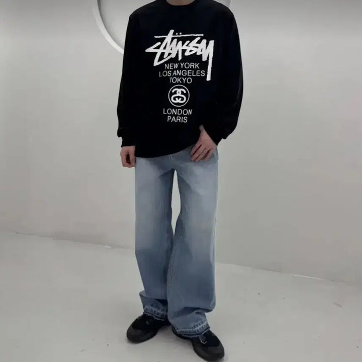 [BUNJANG] Stussy World Tour Long Sleeve T-Shirt / 스투시 월드투어 롱 슬리브