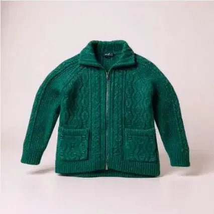 [BUNJANG] Unisex Cable Knit Zip-Up Cardigan (L/XL) - Vintage Style / 남녀공용 케이블 니트 집업 가디건 (L/XL) 빈티지 감성 봄 가을