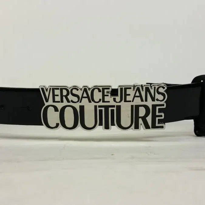 [BUNJANG] Versace Jeans Couture Black Patent Leather Silver Medusa Buckle Men&
