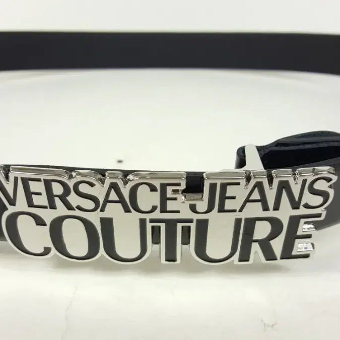 [BUNJANG] Versace Jeans Couture Black Patent Leather Silver Medusa Buckle Men&