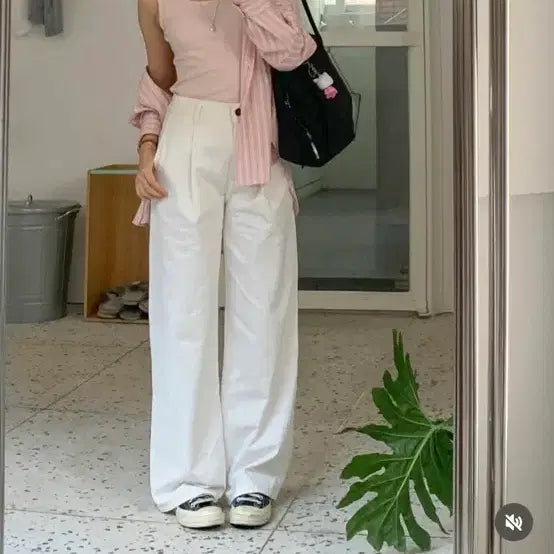 [BUNJANG] HarryLalla Pink Stripe Shirt and Tank Top Set / 해리랄라 핑크 스트라이프 셔츠 나시 세트