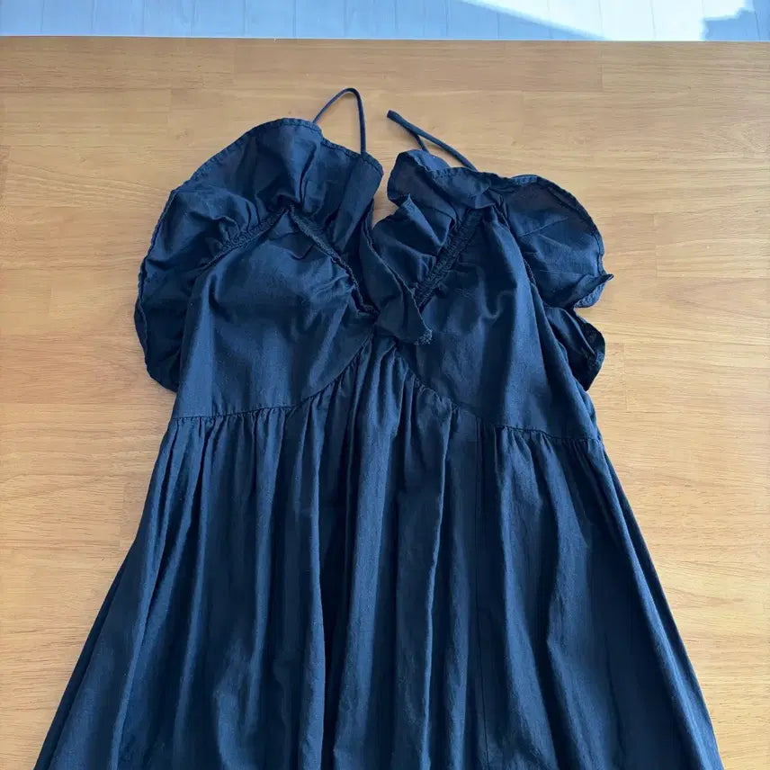 [SOLD OUT] h&amp;m 린넨 프릴 끈 롱원피스 (착샷ㅇ)