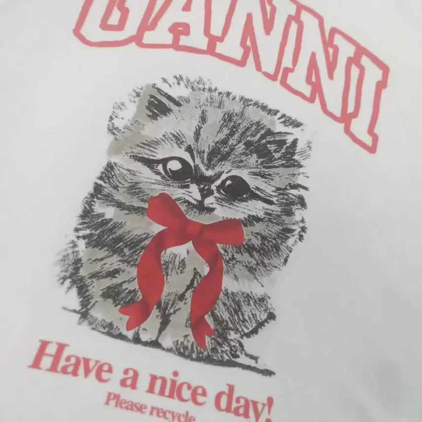 [BUNJANG] Ganni Cat Color Block T-shirt / 가니 ganni 고양이 배색 신상 반팔티 (새상품)