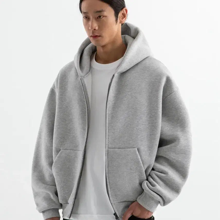 [BUNJANG] XL Branson Cozy Oversized Crop Fleece Hoodie / [XL] 브렌슨 코지 오버핏 크롭 기모 후드집업 멜란지