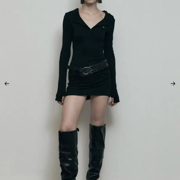 [BUNJANG] Bohemian Seoul Hooded Mini Dress Black / 보헤미안서울 후드미니원피스 블랙