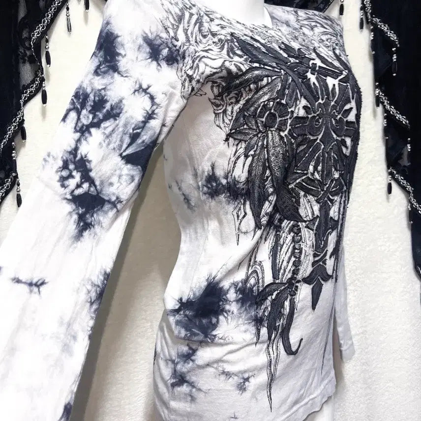 [BUNJANG] Buccheru Y2K Tie-Dye 3D Printing Long Sleeve T-Shirt / 버커루 y2k 와투케 그런지 펑크 타이다이 3d 프린팅 롱슬리브 핀터