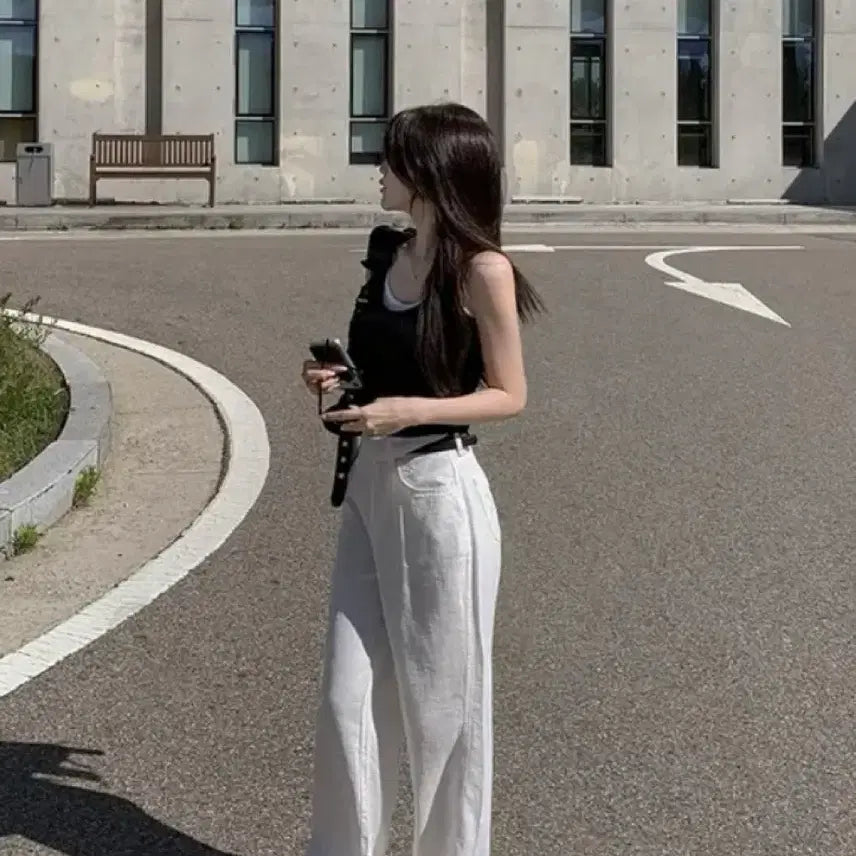 [BUNJANG] Hinique Wide Pants White / 히니크 와이드팬츠 화이트