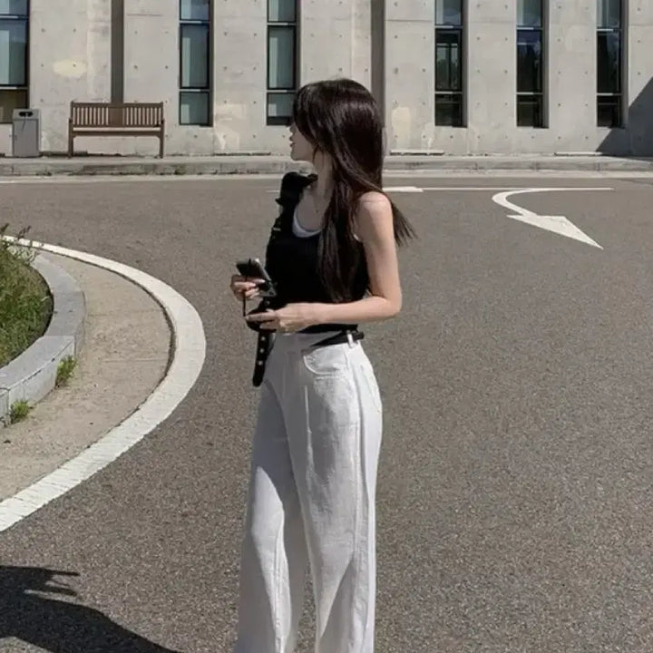 [BUNJANG] Hinique Wide Pants White / 히니크 와이드팬츠 화이트