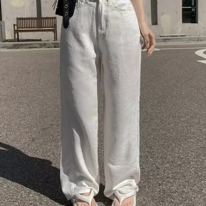 [BUNJANG] Hinique Wide Pants White / 히니크 와이드팬츠 화이트