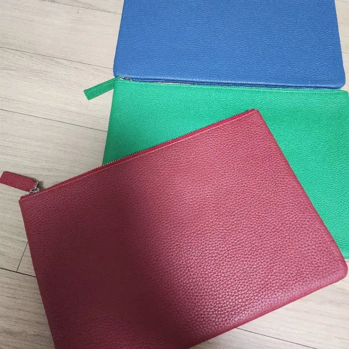 [BUNJANG] Genuine Leather Clutch Bag (Red/Blue/Green) / 소가죽 클러치 (레드/블루/그린)