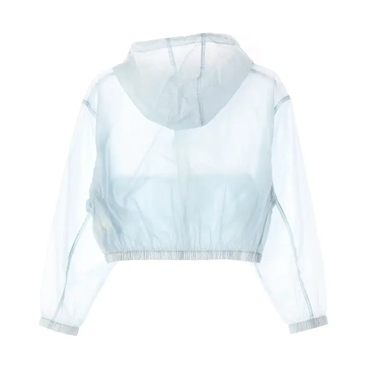 [BUNJANG] Amomento 24SS Reversible Shirring Crop Hooded Jumper Windbreaker Sky Blue / 아모멘토 24SS 리버시블 셔링 크롭 후드 점퍼 바람막이 스카이블루