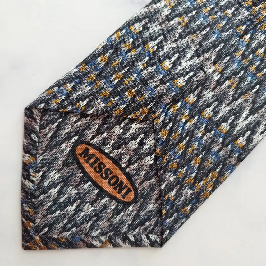 [BUNJANG] Missoni Silk Tie - Black Mix Pattern / 미쏘니 실크 블랙 믹스 패턴 넥타이 9.3cm S~A+등급 K2473