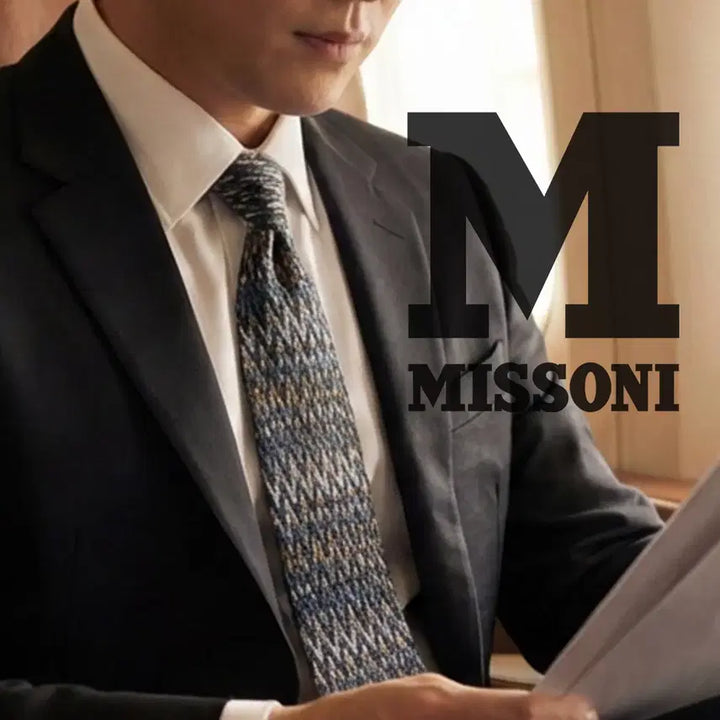 [BUNJANG] Missoni Silk Tie - Black Mix Pattern / 미쏘니 실크 블랙 믹스 패턴 넥타이 9.3cm S~A+등급 K2473