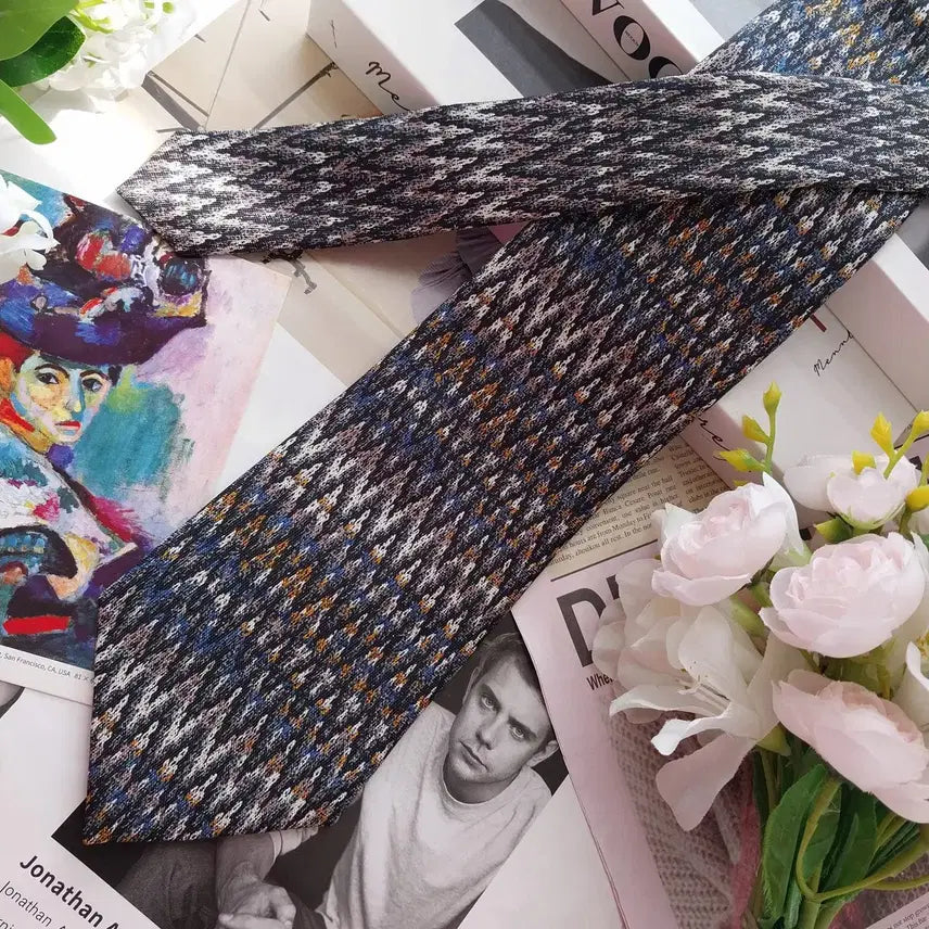 [BUNJANG] Missoni Silk Tie - Black Mix Pattern / 미쏘니 실크 블랙 믹스 패턴 넥타이 9.3cm S~A+등급 K2473
