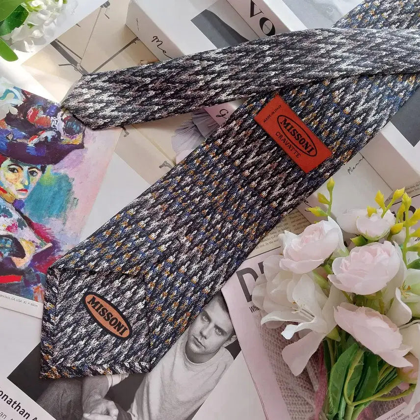 [BUNJANG] Missoni Silk Tie - Black Mix Pattern / 미쏘니 실크 블랙 믹스 패턴 넥타이 9.3cm S~A+등급 K2473