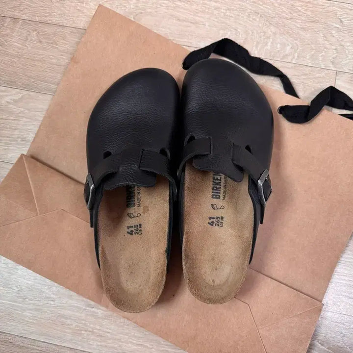 [BUNJANG] Birkenstock Boston Grip Leather Vintage Wood Clogs / 버켄스탁 보스턴 그립 레더 빈티지 우드