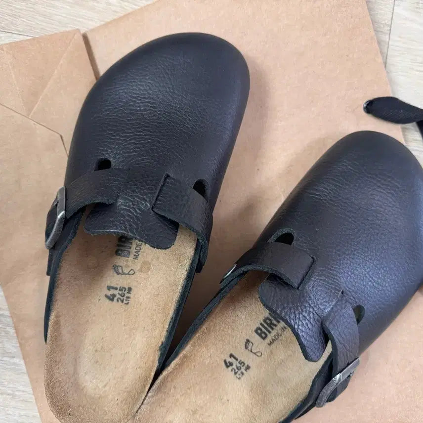 [BUNJANG] Birkenstock Boston Grip Leather Vintage Wood Clogs / 버켄스탁 보스턴 그립 레더 빈티지 우드