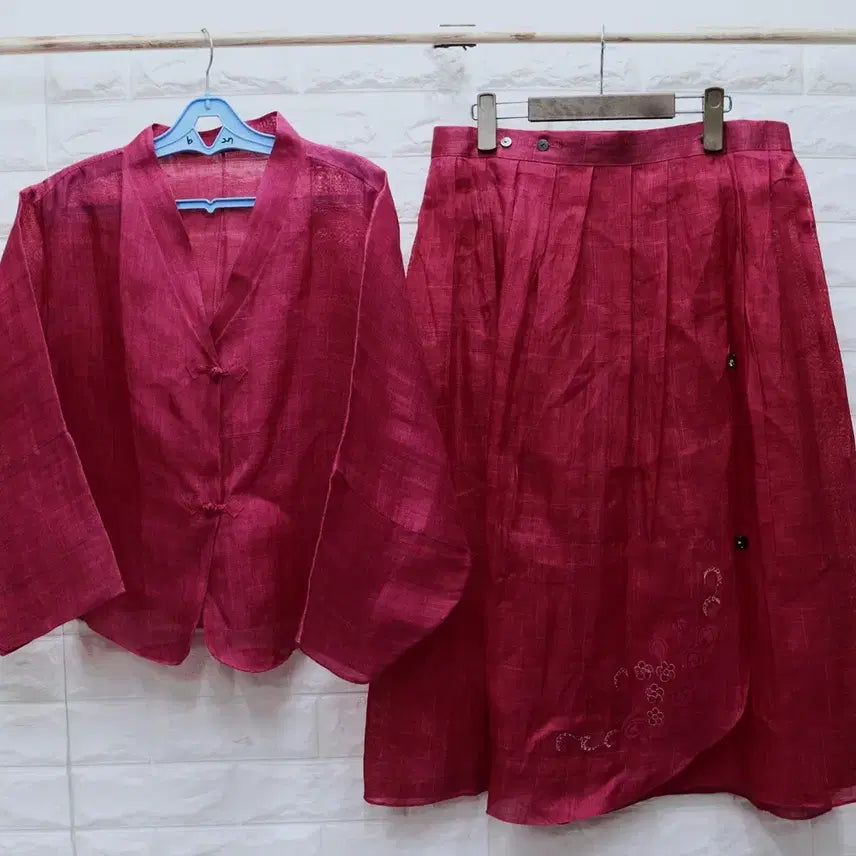 [BUNJANG] Unused Ramie Two-Piece Set / ㅁ45 미사용 모시삼베 투피스세트 여 키88 (xl)키150-160 천연