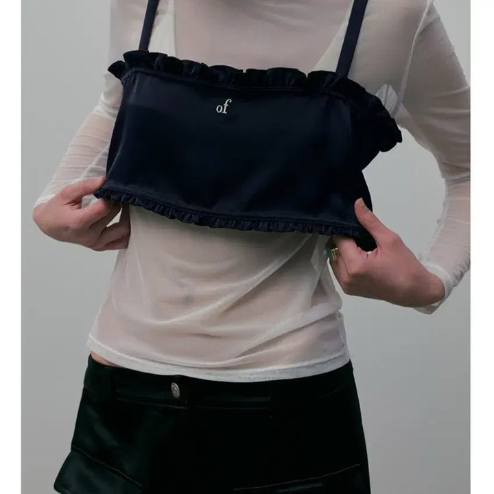 [BUNJANG] Overdue Flare Mini Frill Top - Navy / 오버듀플레어 미니프릴탑 네이비
