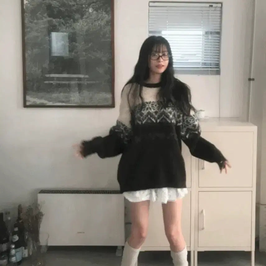 [BUNJANG] Cloud Emotion Nordic Poing Angora Oversized Knit / 클라우드이모션 노르딕 포잉 앙고라 오버핏 니트 판매