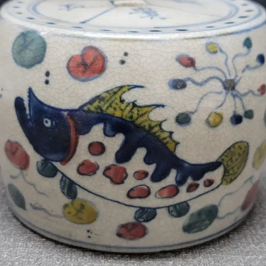 [BUNJANG] White Porcelain Naban Sauger Incense Burner / 백자 나반 쏘가리문 향로