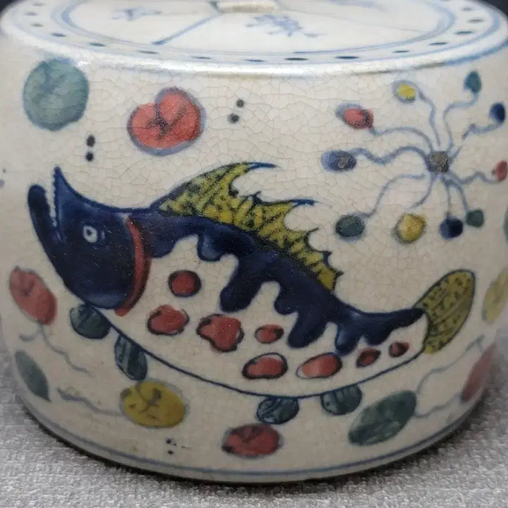 [BUNJANG] White Porcelain Naban Sauger Incense Burner / 백자 나반 쏘가리문 향로