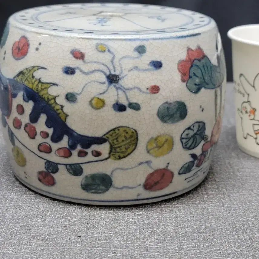 [BUNJANG] White Porcelain Naban Sauger Incense Burner / 백자 나반 쏘가리문 향로
