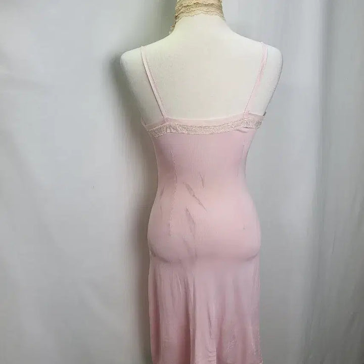 [BUNJANG] Vintage Strawberry Milk Pink Slip Dress / B급 빈티지 딸기우유 핑크 슬립 원피스 페어리 핀터레스트 란제리코어