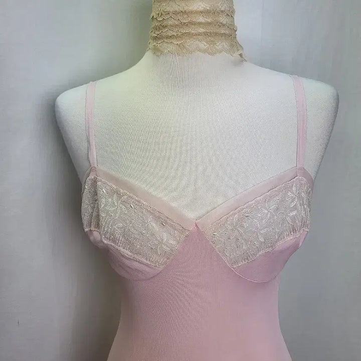 [BUNJANG] Vintage Strawberry Milk Pink Slip Dress / B급 빈티지 딸기우유 핑크 슬립 원피스 페어리 핀터레스트 란제리코어