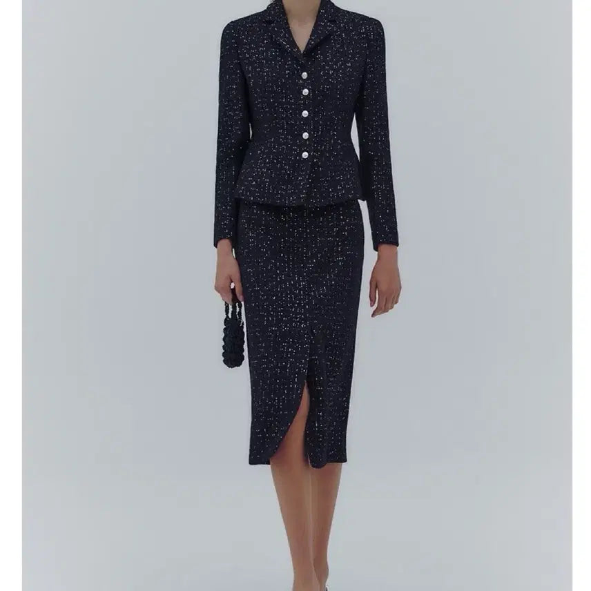 [BUNJANG] Ivana Helsinki Tweed Two-Piece Set / 이바나헬싱키 투피스 트위드 스커트 자켓