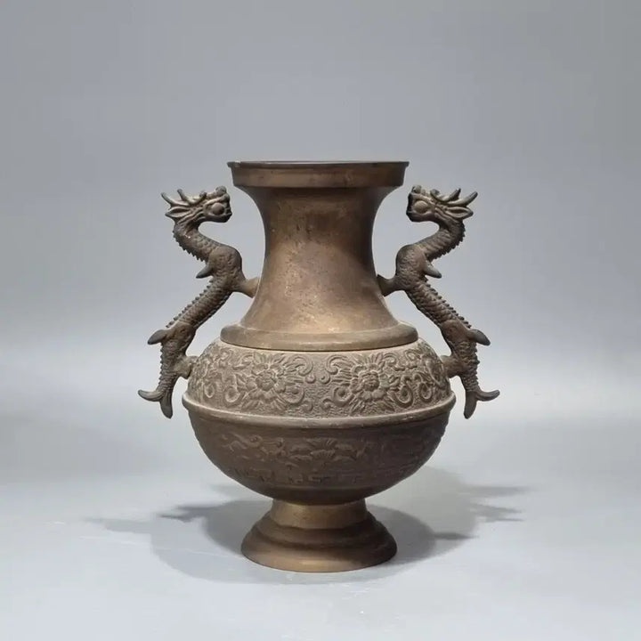 [BUNJANG] Antique Bronze Dragon Vase Ornament / 골동품 용문 청동 꽃병 장식품. 높이 25.5
