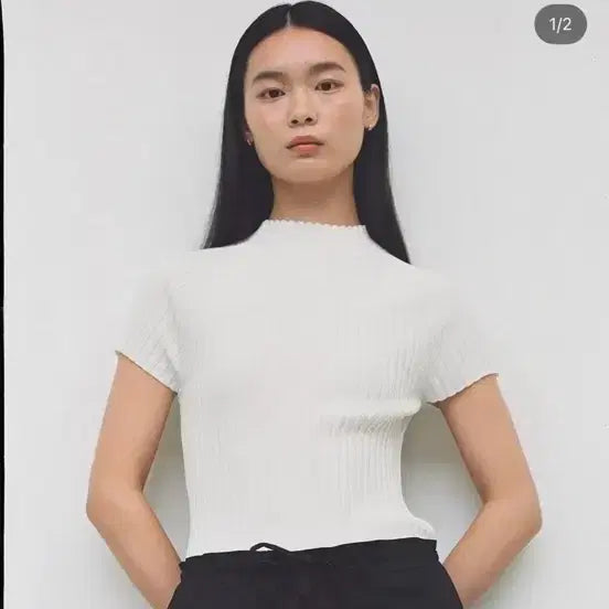[BUNJANG] 르누이 Neck Knit T-shirt / (새상품) 르누이 넥니트 티셔츠