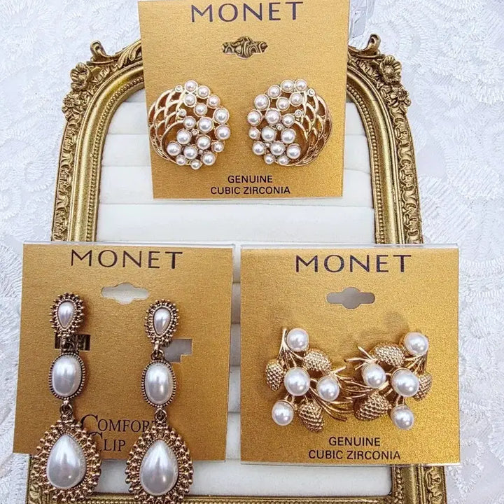 [BUNJANG] Monet Vintage Original Tag Pearl Earrings / [LUBA] 모네 빈티지 오리지널 택 진주 귀걸이 개별가