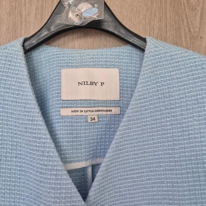 [BUNJANG] NILBY P Tweed Short Sleeve Jacket Sky Blue 34 / NILBY P 트위드 반팔 자켓 하늘색 34 닐바이피
