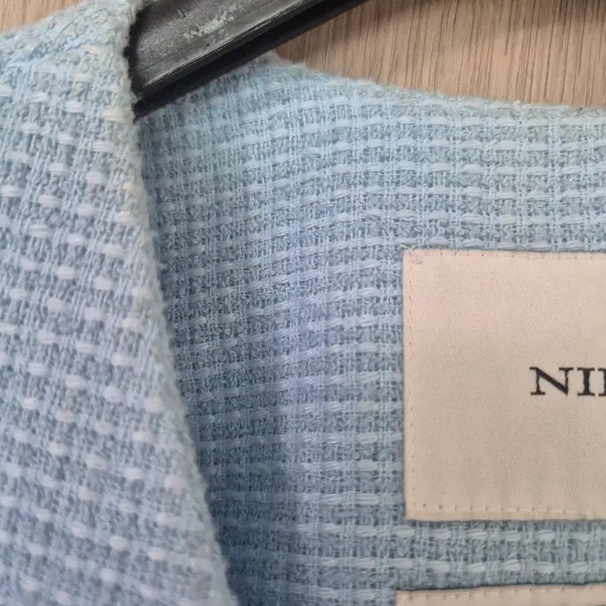 [BUNJANG] NILBY P Tweed Short Sleeve Jacket Sky Blue 34 / NILBY P 트위드 반팔 자켓 하늘색 34 닐바이피