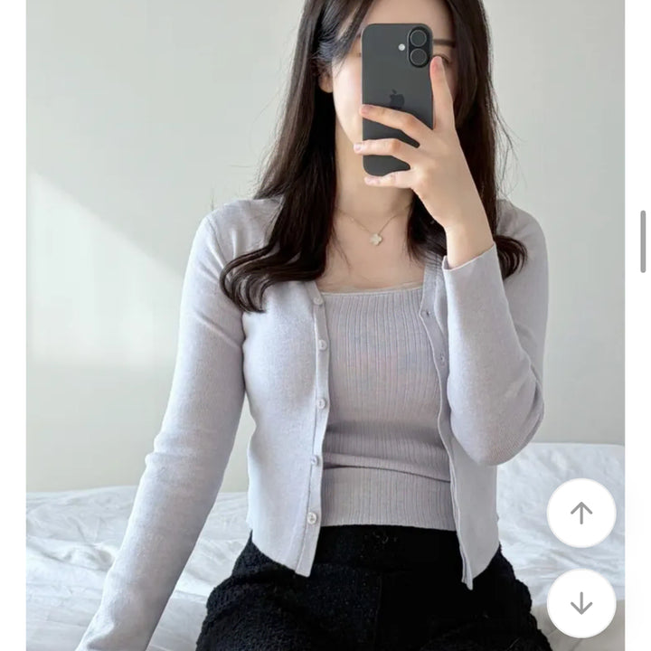 [BUNJANG] Light Purple Sleeveless Cardigan Set / 연보라 나시 가디건 교신x 프리사이즈