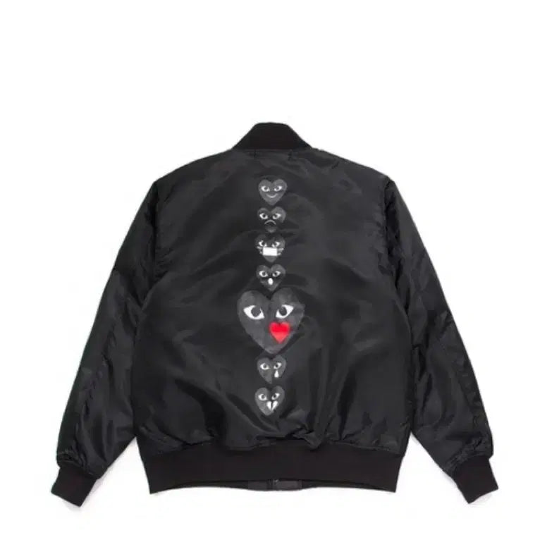 [BUNJANG] Comme des Garçons Heart Appliqué Bomber Jacket Black L / 꼼데가르송 하트 와펜 봄버 자켓 검정L
