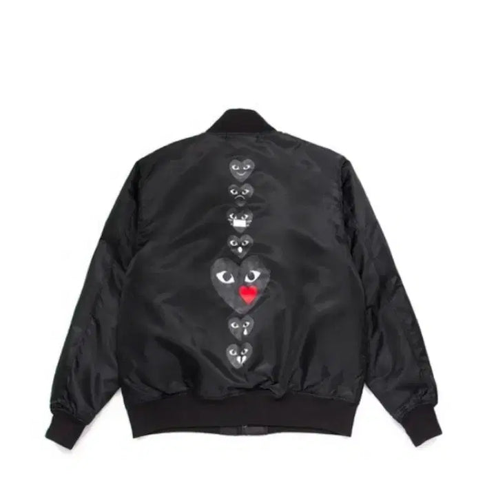 [BUNJANG] Comme des Garçons Heart Appliqué Bomber Jacket Black L / 꼼데가르송 하트 와펜 봄버 자켓 검정L